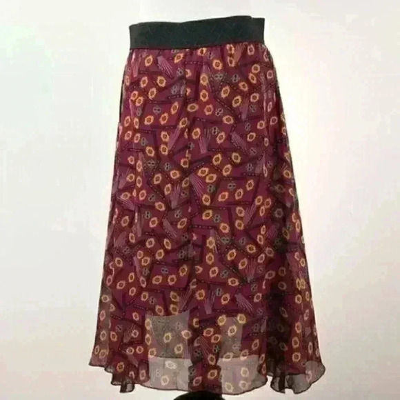 Lularoe Lola skirt M 8-10 chiffon elastic waist - Picture 5 of 10